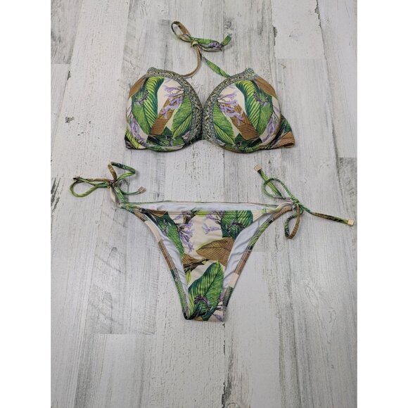 Victoria Secret Halter Tropical Bikini 34D - Picture 2 of 7